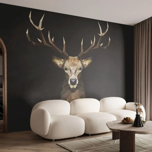 Zelfklevend Fotobehang Deluxe Sticker - Kubistische herten - Dieren, Hert, Grafisch - 100x70 cm