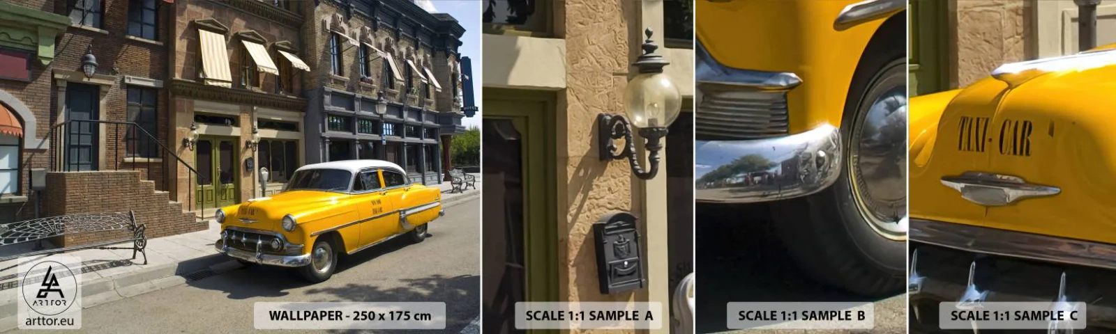 Fotobehang Staaltje Standard Eco - Lang geleden in Amerika - Stad, Taxi, New York - 100x30 cm