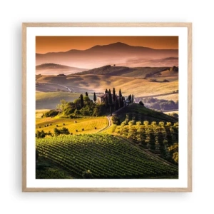 Een poster in een licht eiken lijst - Arcadia - het Toscaanse landschap - 60x60 cm