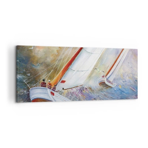 Schilderen op canvas - Lopend op de golven - 100x40 cm