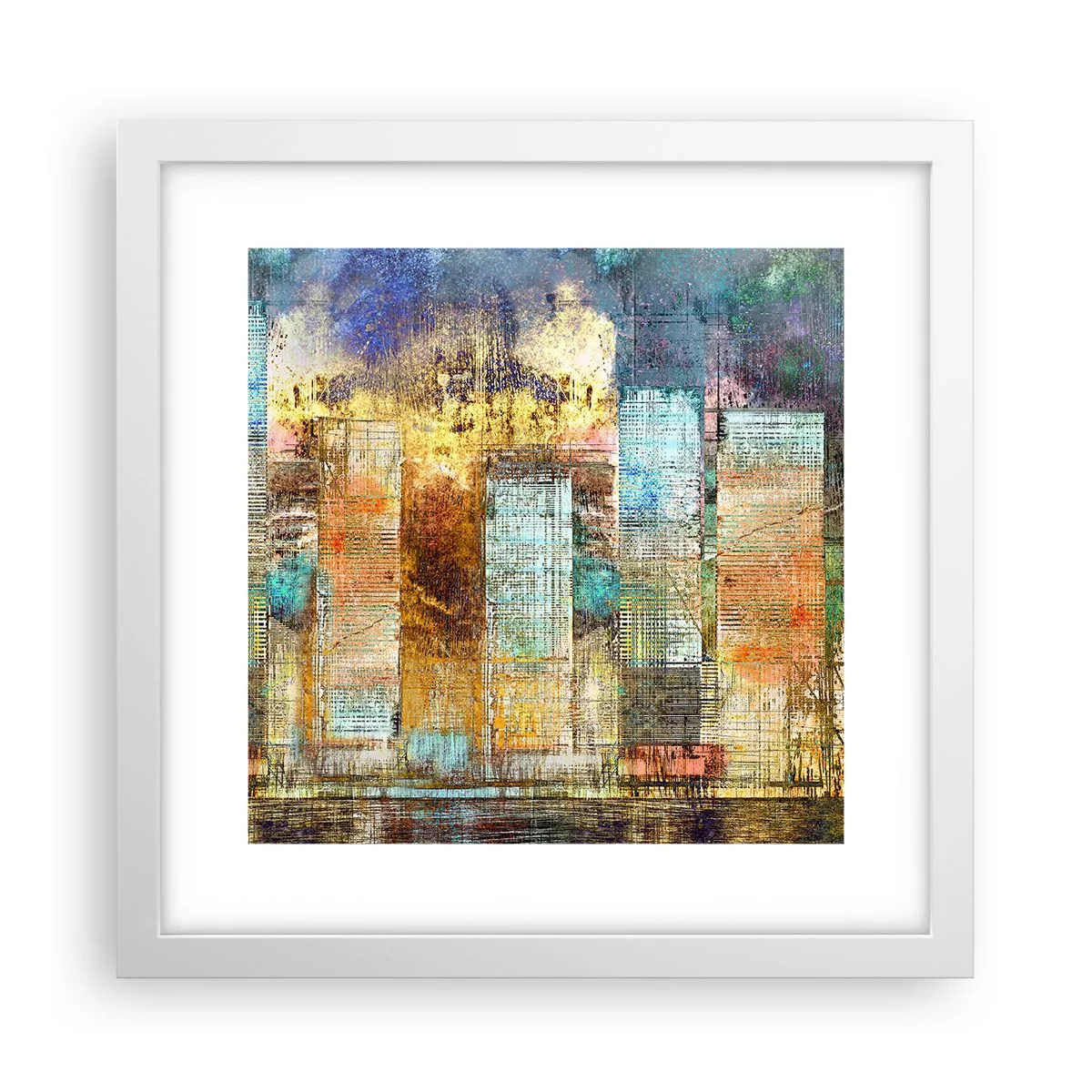 Poster in een witte lijst - Een zonnige metropool - 30x30 cm