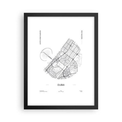 Poster in een zwarte lijst - Anatomie van Dubai - 30x40 cm