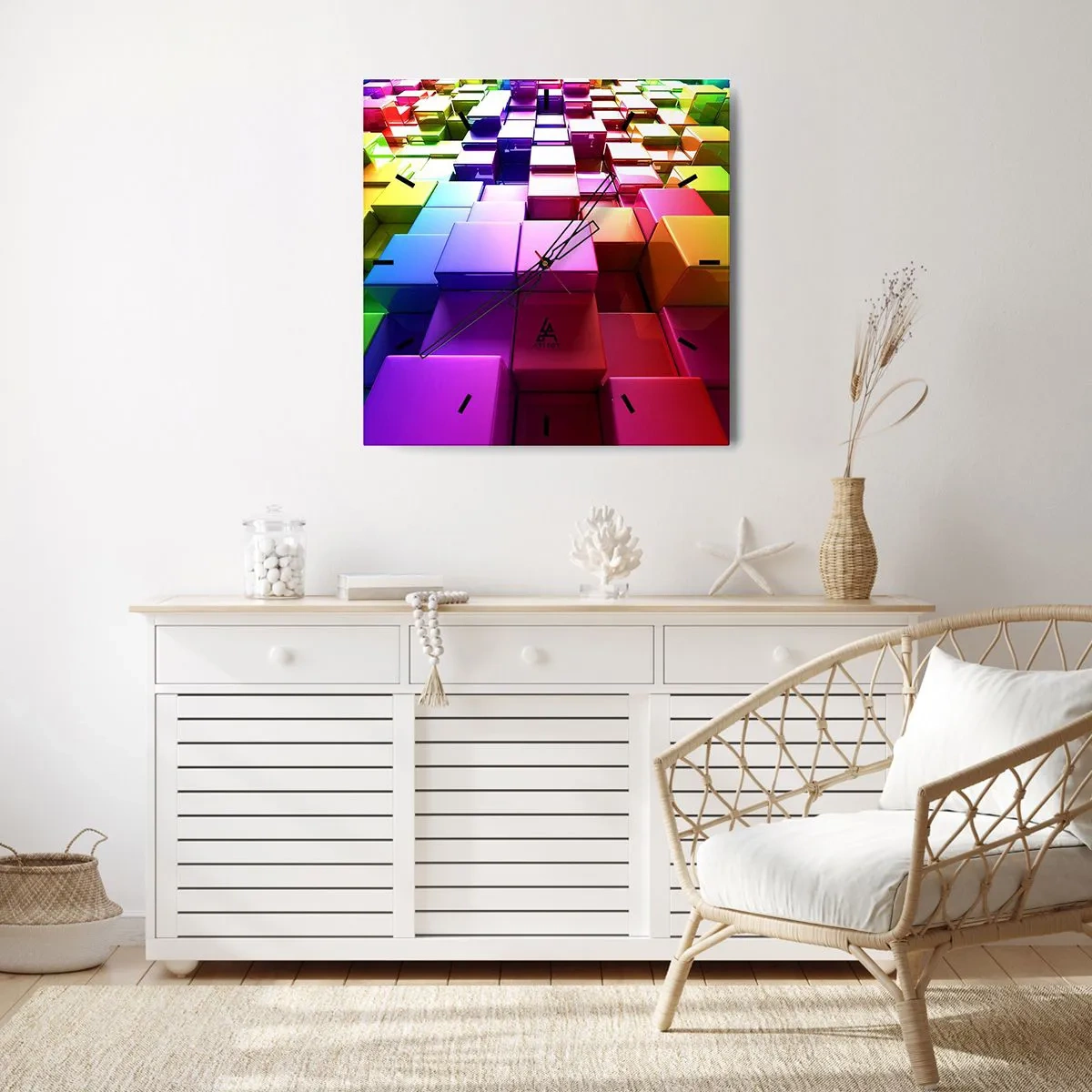 Wandklok - Klok - Op-art samen in een team - 40x40 cm