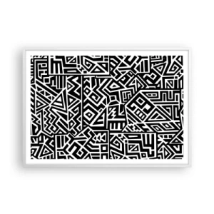 Poster in een witte lijst - Pre-Columbiaanse compositie - 100x70 cm