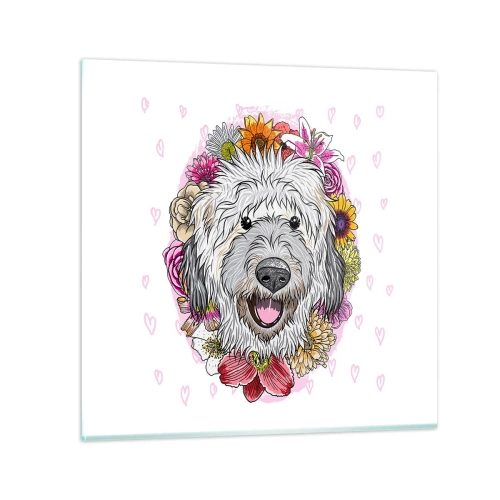 Schilderen op glas - Puppy vreugde - 60x60 cm