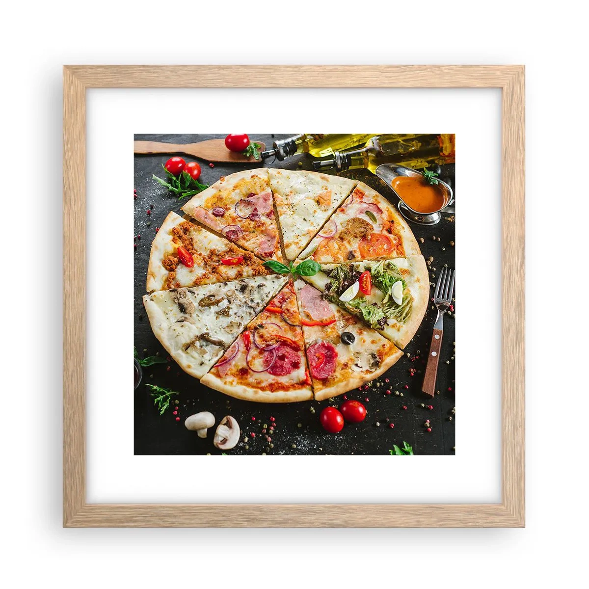 Een poster in een licht eiken lijst - Een scala aan smaken - 30x30 cm