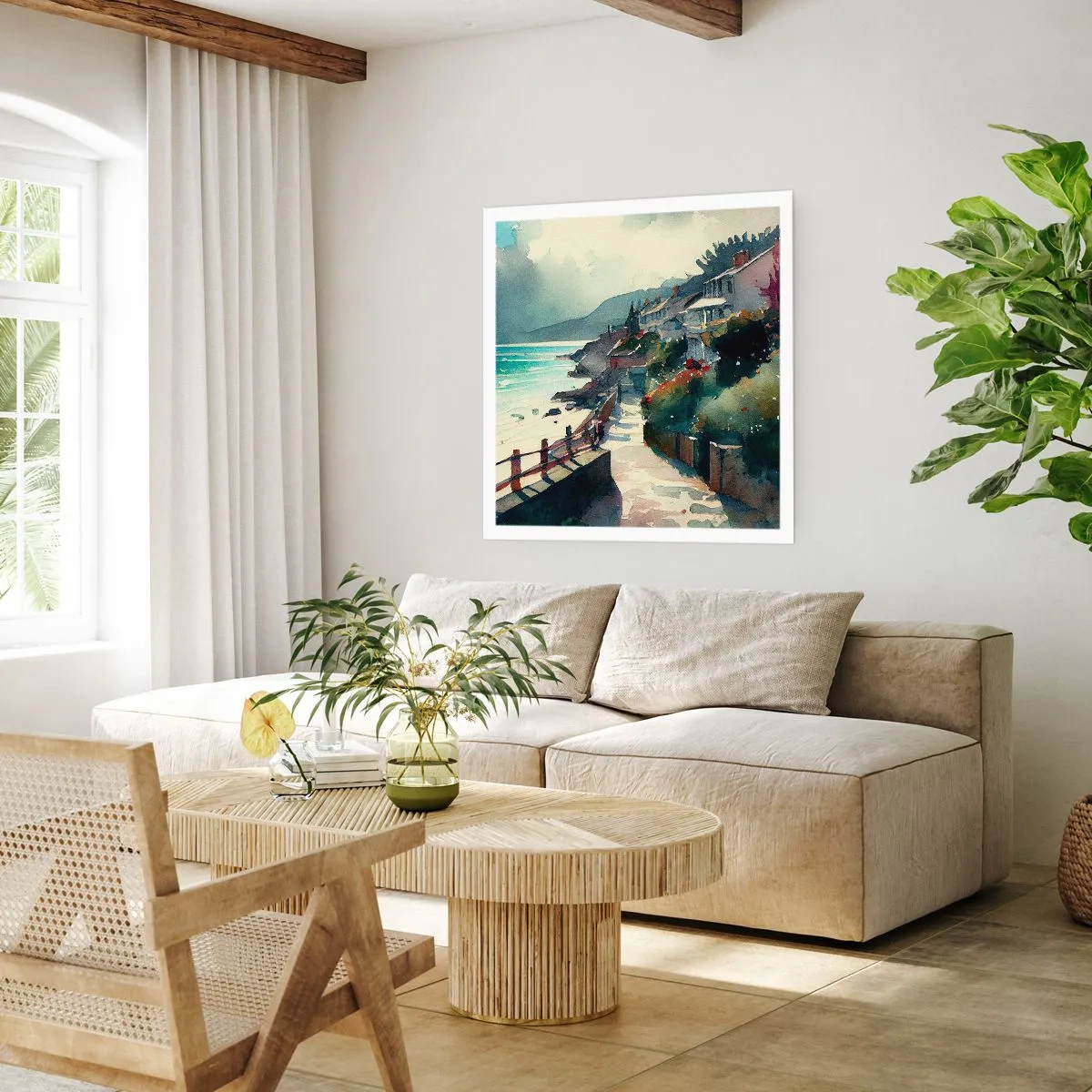 Poster - Mediterrane stad - 30x30 cm