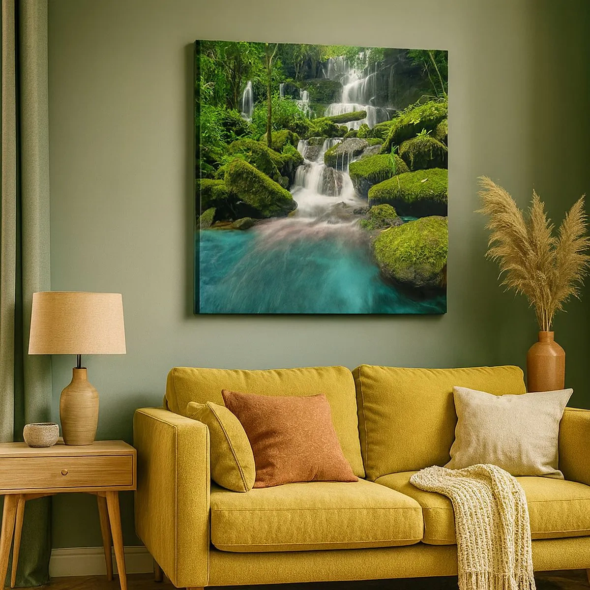 Schilderen op canvas - Turkoois, saffieren en vloeibaar zilver - 30x30 cm