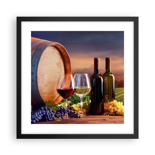 Poster in een zwarte lijst - Het leven smaakt hier - 40x40 cm