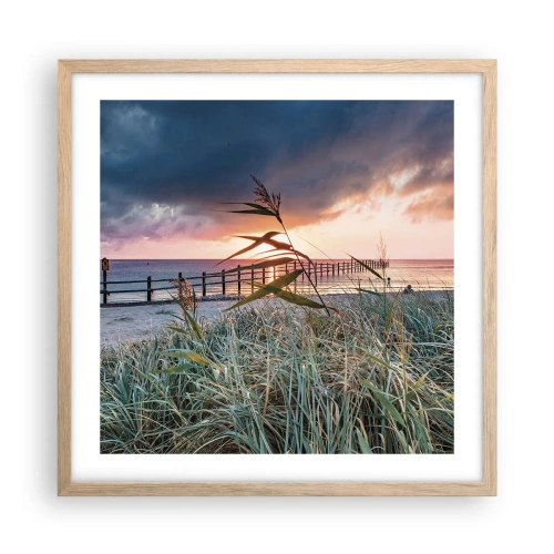 Een poster in een licht eiken lijst - Het gaat niet met de wind mee - 50x50 cm