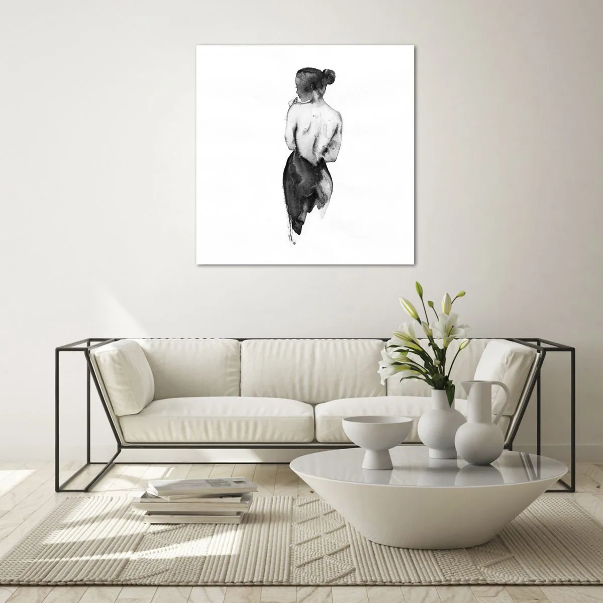 Schilderen op glas - Bij haar verdwijnt de wereld - 70x70 cm