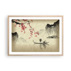Een poster in een licht eiken lijst - In het land van de bloeiende kersenbomen - 70x50 cm