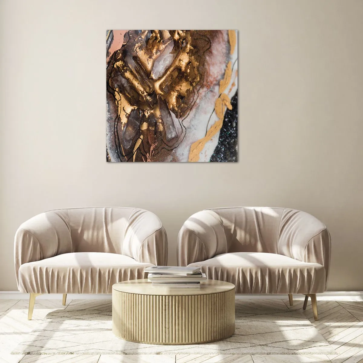 Schilderen op glas - Het element aarde - 70x70 cm