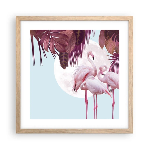 Een poster in een licht eiken lijst - Drie vogel genaden - 40x40 cm