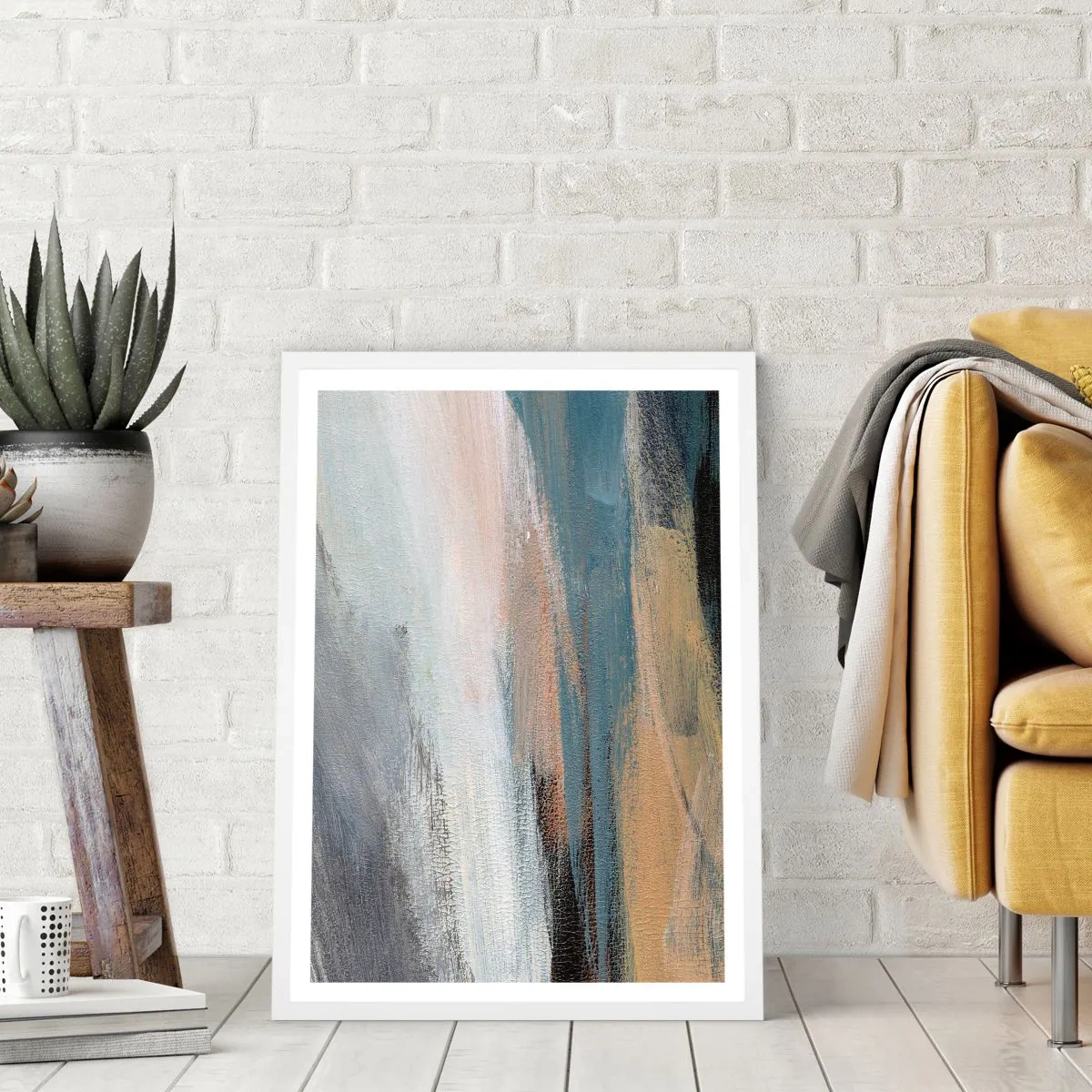 Poster in een witte lijst - Abstractie: noordelijk landschap - 50x70 cm