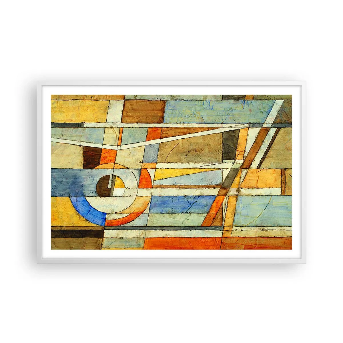Poster in een witte lijst - Kubisme op de bouwplaats - 91x61 cm