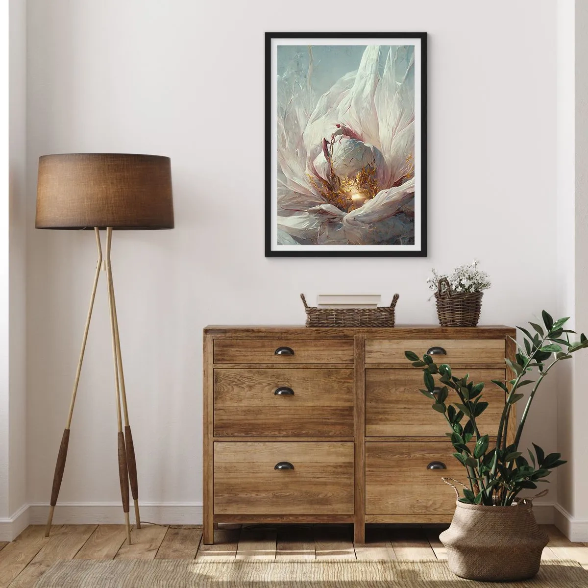 Poster in een zwarte lijst - Hij bloeit eens in de honderd jaar - 30x40 cm