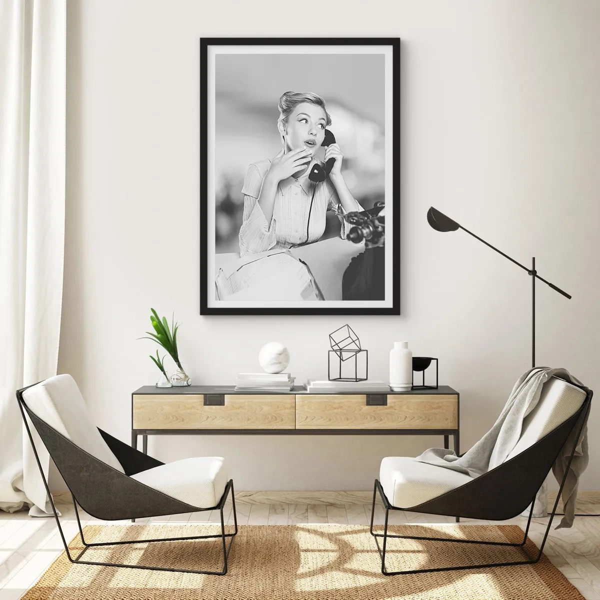 Poster in een zwarte lijst - Hallo, het zijn de jaren 50. - 30x40 cm