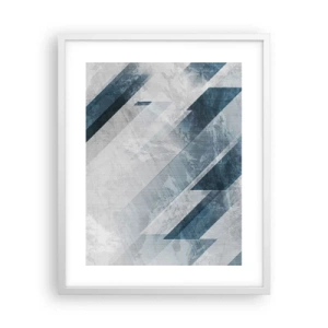 Poster in een witte lijst - Ruimtelijke compositie - grijze beweging - 40x50 cm