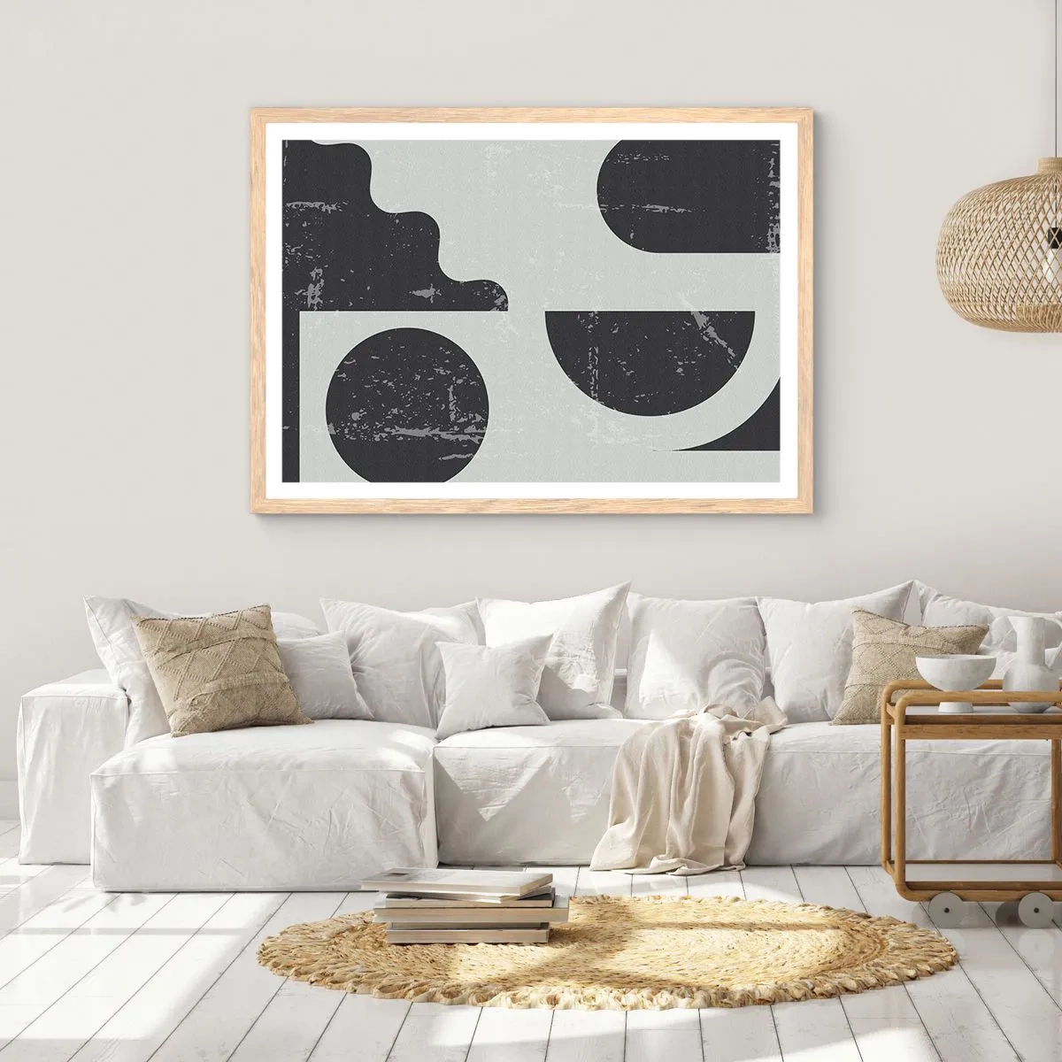 Een poster in een licht eiken lijst - Compositie boven en onder - 50x40 cm