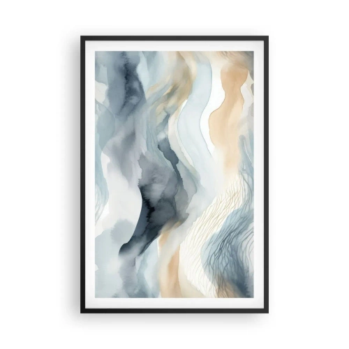 Poster in een zwarte lijst - Besneeuwde en mistige abstractie - 61x91 cm