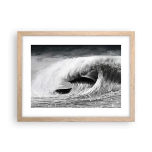 Een poster in een licht eiken lijst - De woede van de oceaan - 40x30 cm