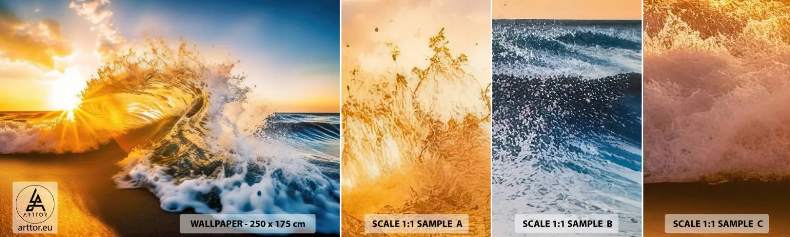 Fotobehang Staaltje Standard Eco - Plezier in het zand - Golf, Zee, Water - 100x30 cm