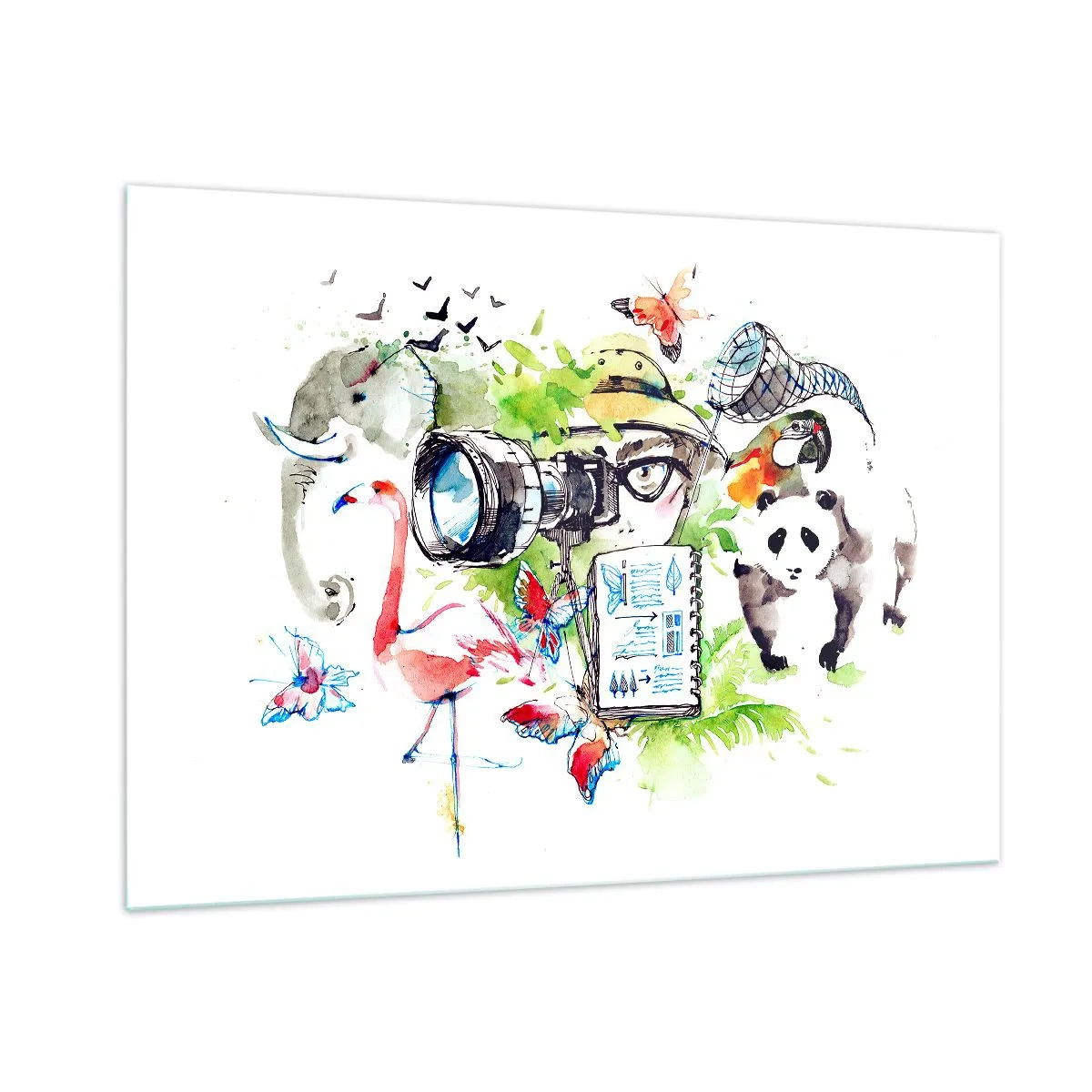 Schilderen op glas - In de lens van een reiziger - 100x70 cm