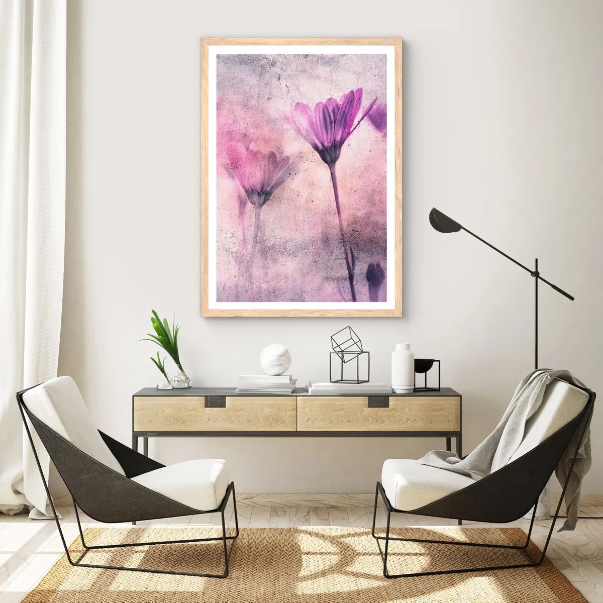 Een poster in een licht eiken lijst - Een droom van bloemen - 61x91 cm