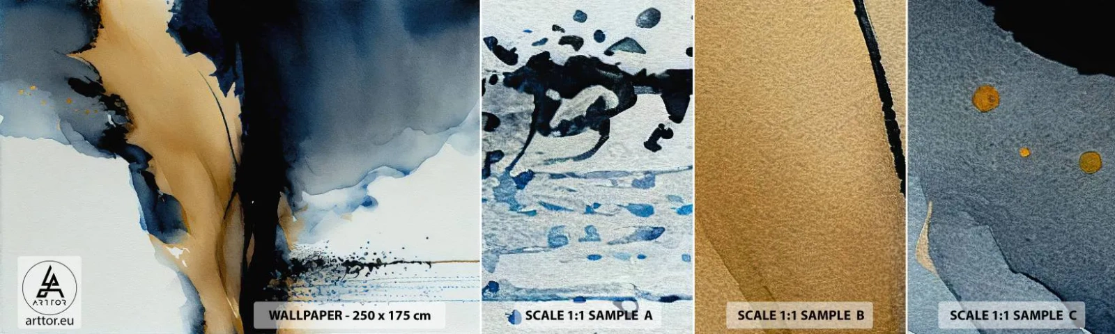 Fotobehang Staaltje Standard Eco - Achter het gordijn - Abstractie, Inkt, Deel - 100x30 cm