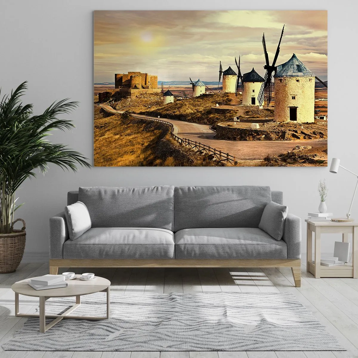 Schilderen op glas - Don Kichot zal snel hier zijn. - 100x70 cm