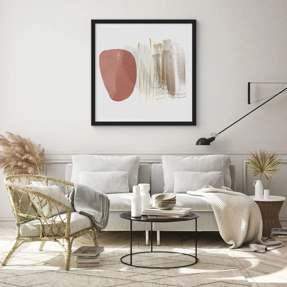 Poster in een zwarte lijst - Abstracte zuilengalerij - 50x50 cm