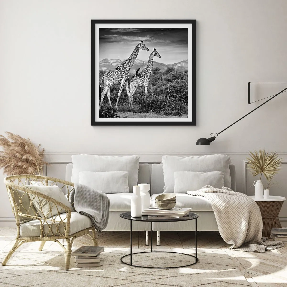 Poster in een zwarte lijst - Hoge sferen in Afrika - 50x50 cm