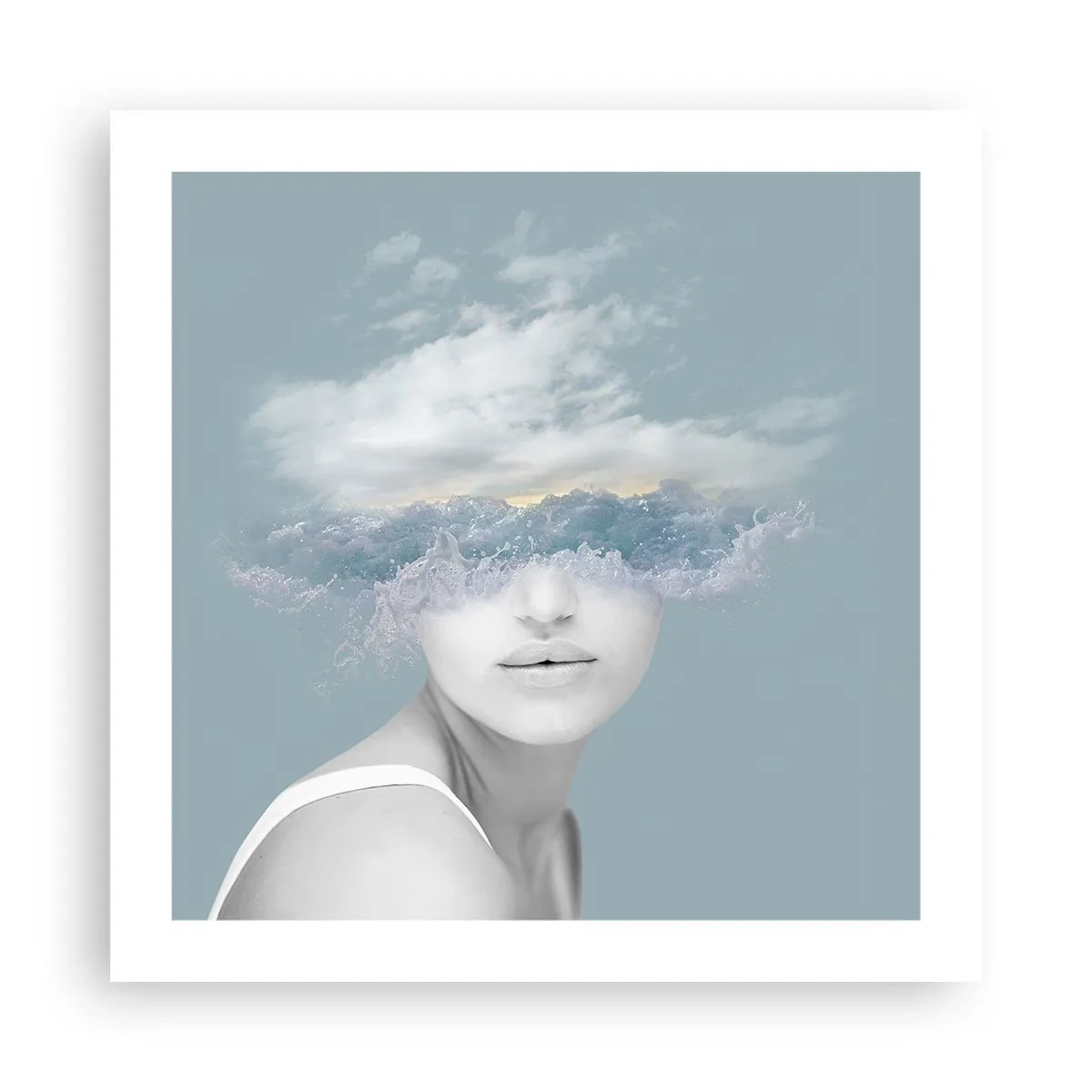 Poster - Met hoofd in de wolken - 50x50 cm