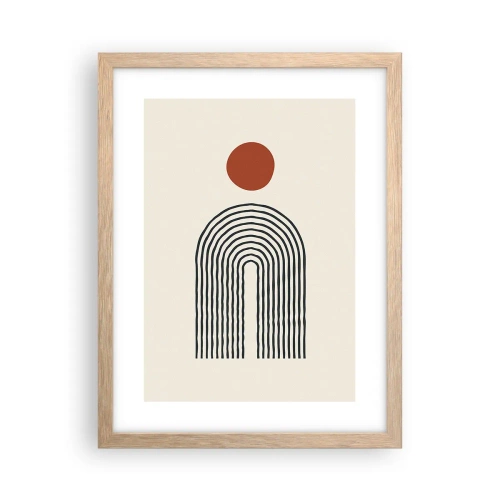 Een poster in een licht eiken lijst - Magnetisme van vormen en kleuren - 30x40 cm