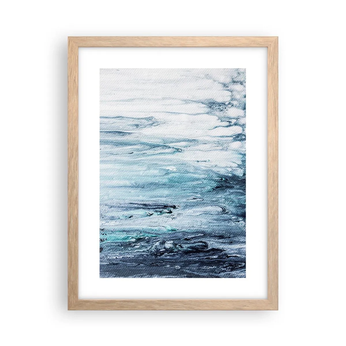 Een poster in een licht eiken lijst - Blauwe ijspegels - 30x40 cm