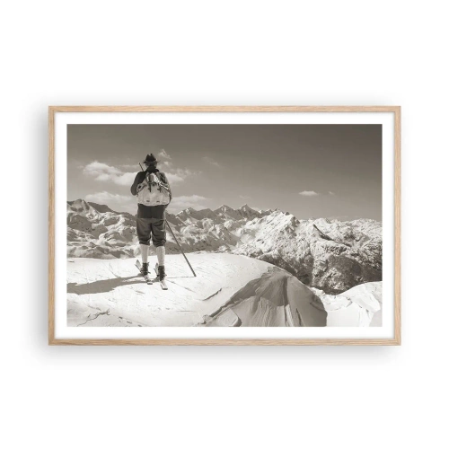 Een poster in een licht eiken lijst - En de bergen blijven onveranderd - 91x61 cm
