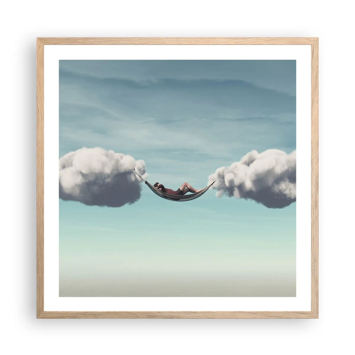 Een poster in een licht eiken lijst - Het geluk van het moment - 60x60 cm