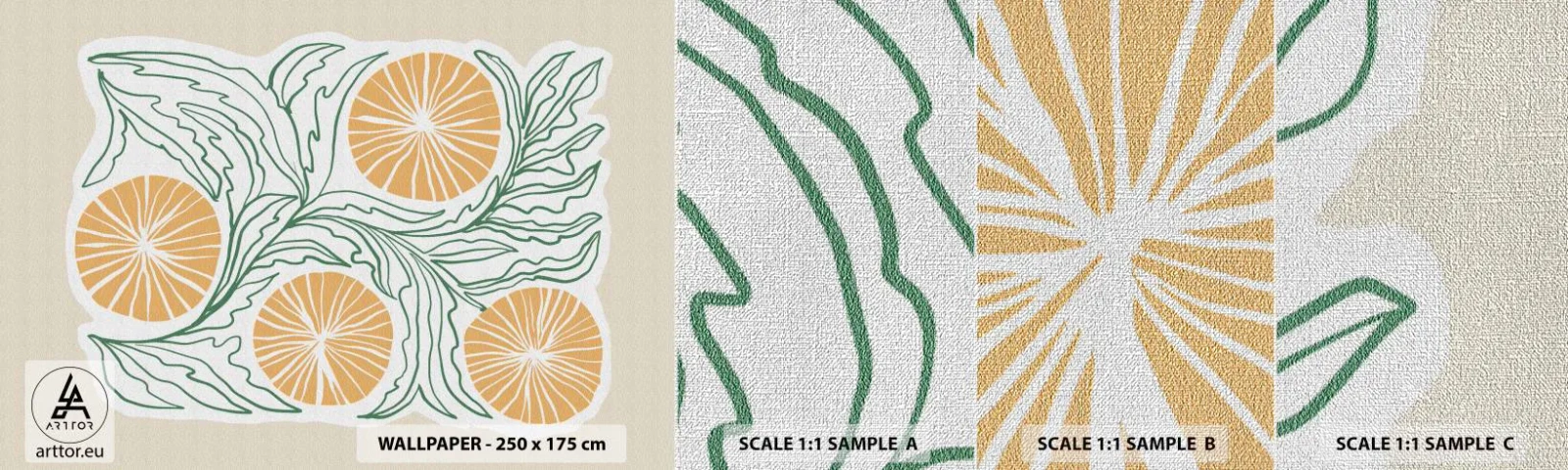 Fotobehang Monster Premium Canvas - Etnisch met een vleugje abstractie - Boho, Citroen, Minimalisme - 100x30 cm