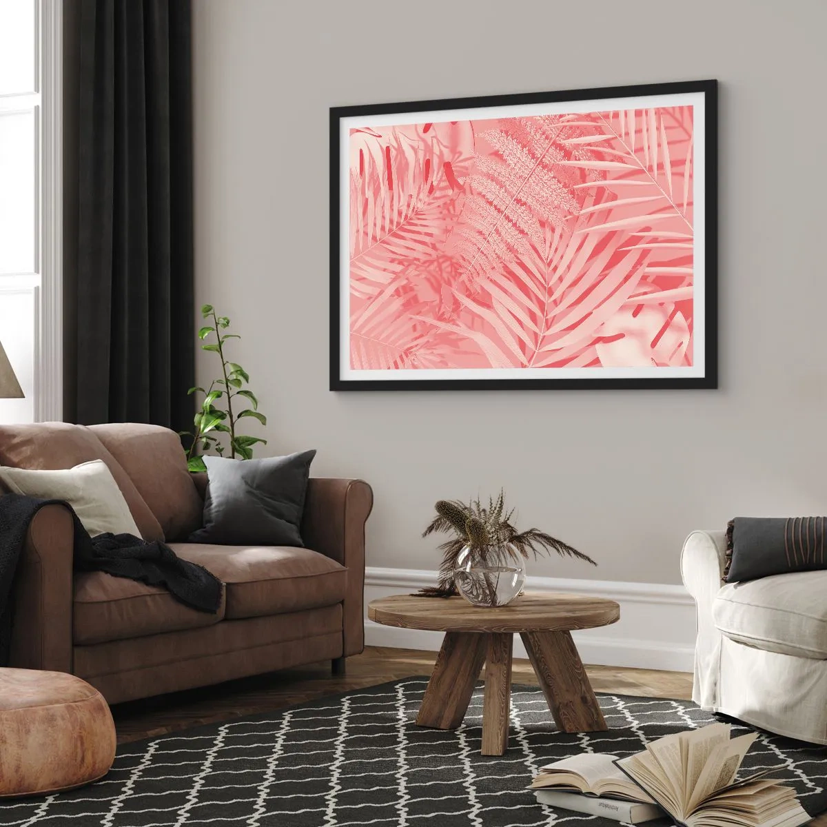 Poster in een zwarte lijst - Roze concept - 50x40 cm