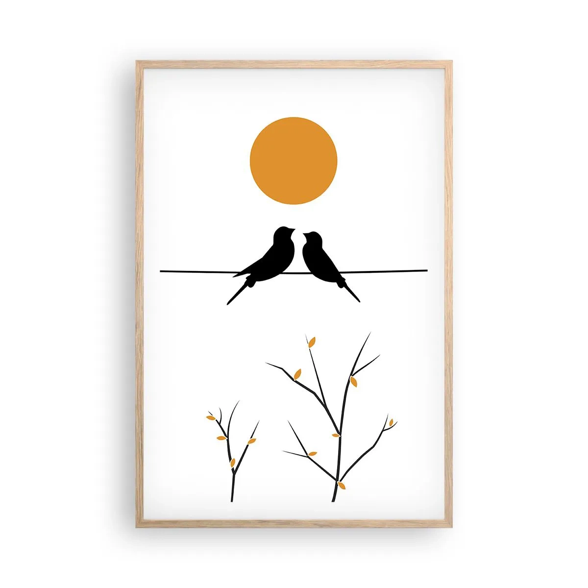 Een poster in een licht eiken lijst - Nachtegalen avond - 61x91 cm