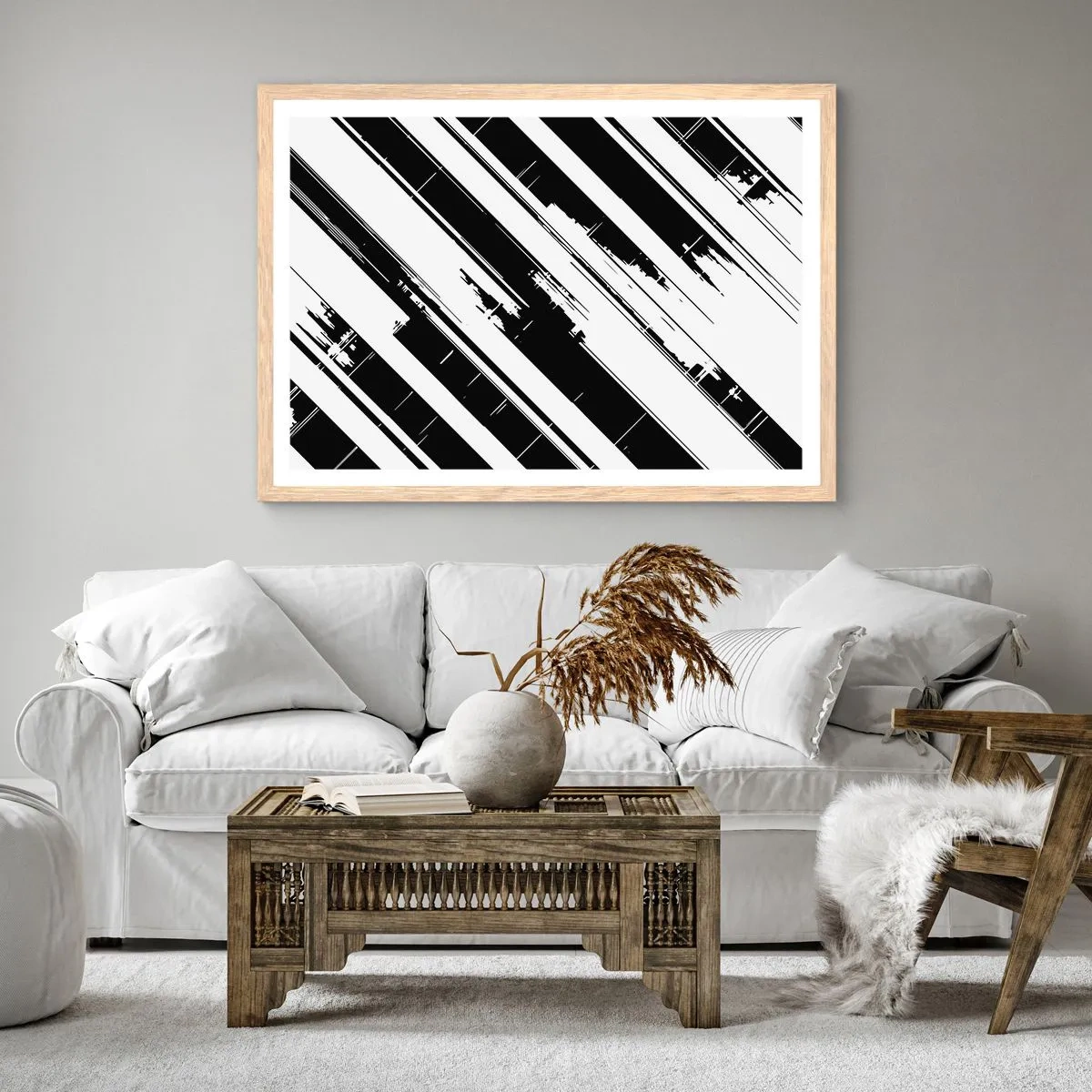 Een poster in een licht eiken lijst - Een intense en dynamische compositie - 100x70 cm