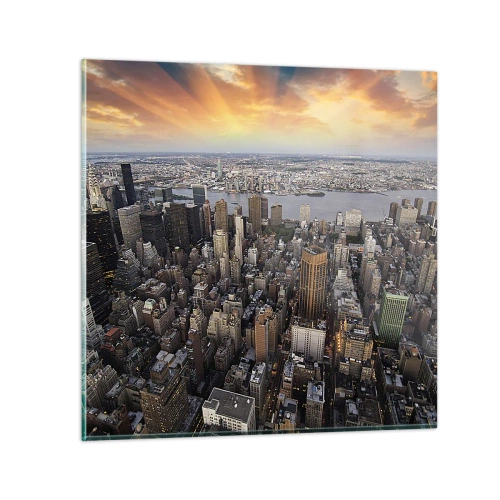Schilderen op glas - Het kloppend hart van onze tijd - 60x60 cm
