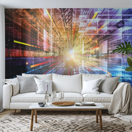 Fotobehang Premium Canvas - Lichtgevende gang - Abstractie, Grafisch, 3D - 100x70 cm