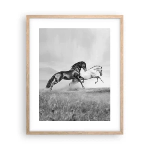 Een poster in een licht eiken lijst - Engelen en duivels - 40x50 cm