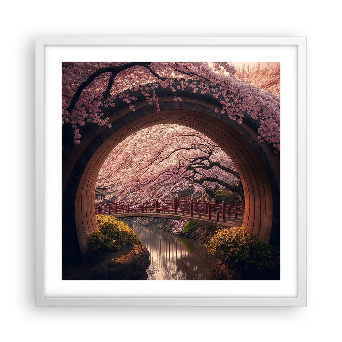 Poster in een witte lijst - Japanse lente - 50x50 cm
