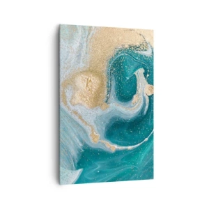 Schilderen op canvas - Een werveling van goud en turkoois - 80x120 cm