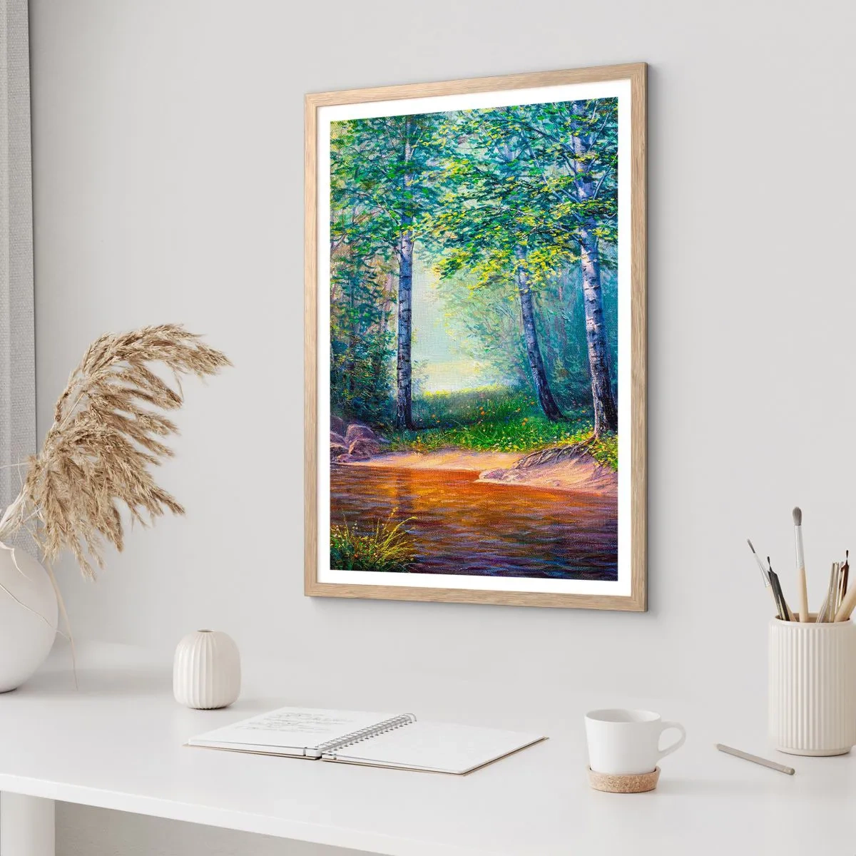 Een poster in een licht eiken lijst - Idyllisch landschap - 40x50 cm