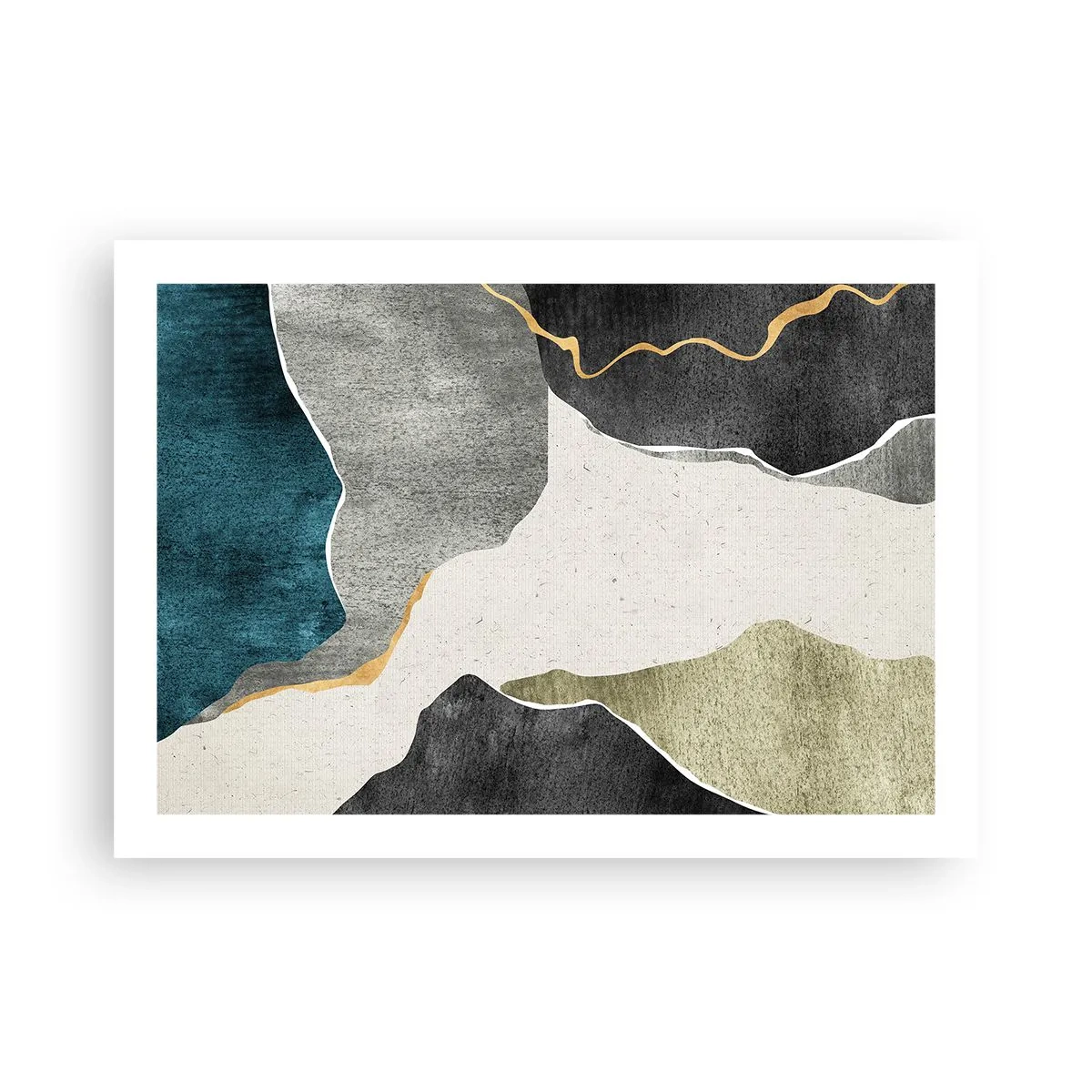 Poster - Mozaïekcompositie met gouddraad - 70x50 cm