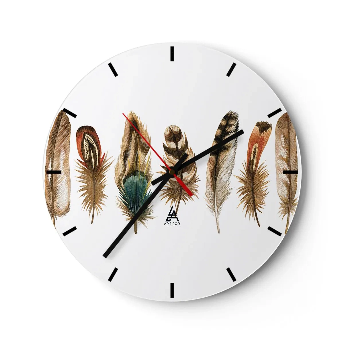 Wandklok - Klok - Een gevederde variatie - 40x40 cm